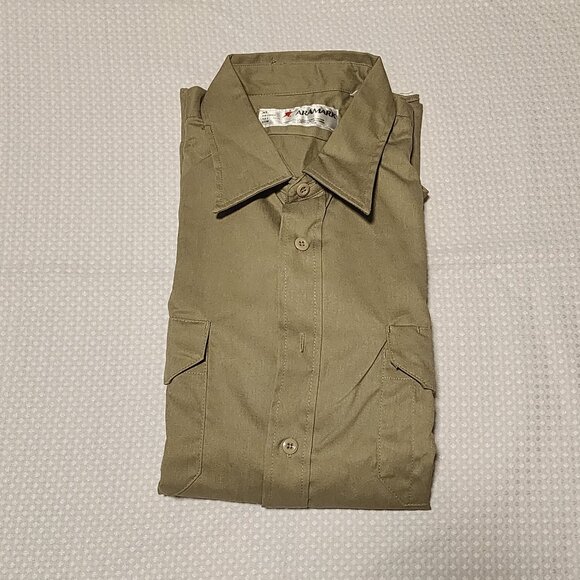 NEW Aramark Work Shirt Uniform Utility Mens XL Khaki Color Button Long Sleeve - Picture 1 of 4